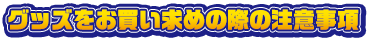 グッズをお買い求めの際の注意事項 グッズをお買い求めの際の注意事項